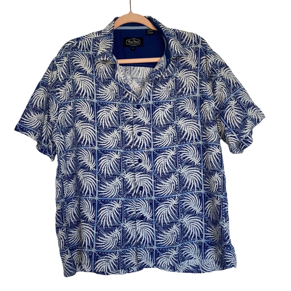 Nat Nast Silk Cotton blend Collared Buttondown Short Sleeve Shirt|Nat Nast Shirt